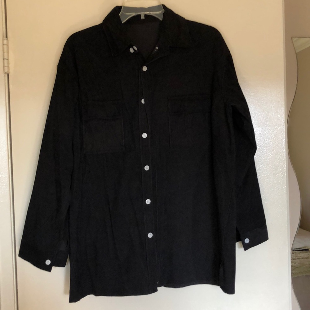 Black suede button up